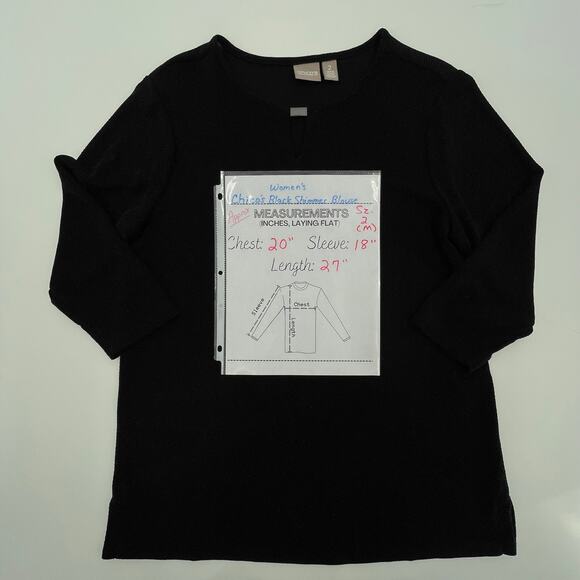 Chico's Women's Tunic Blouse, Black Shimmer, Pullover, Sz. 2 (Med.) - Picture 11 of 11